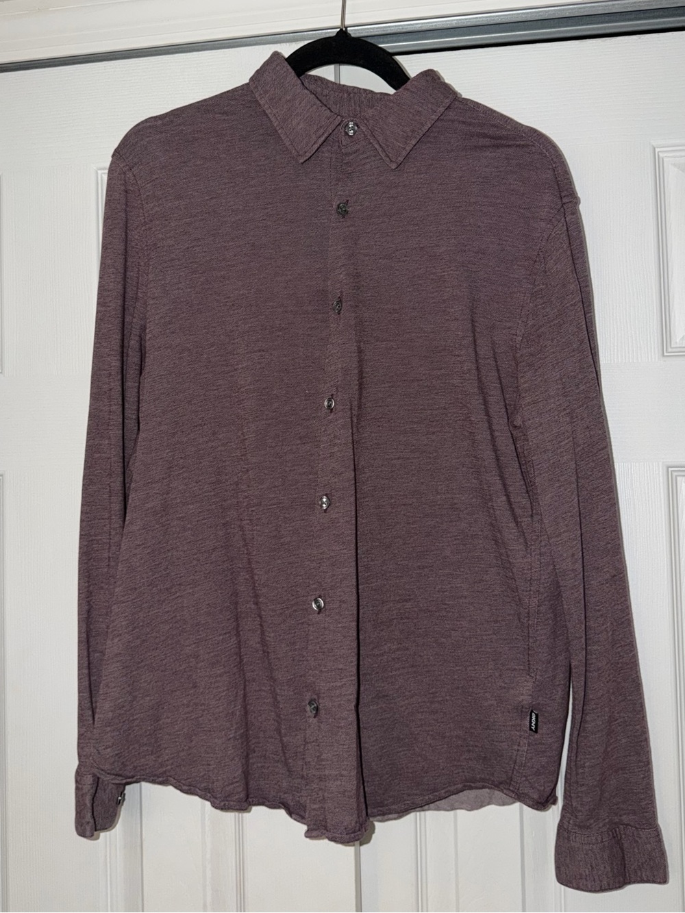 Men's Long-Sleeve Button-Up Shirt in Plum, Size Medium